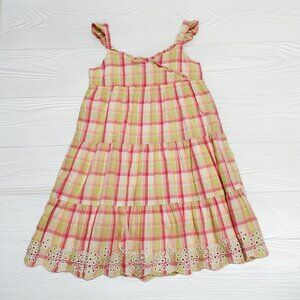 Janie and Jack Botanical Oasis Plaid Eyelet Dress Size 4T